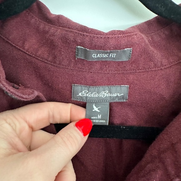 *3/$25* Eddie Bauer Maroon Casual Button Down Shirt - Picture 3 of 4
